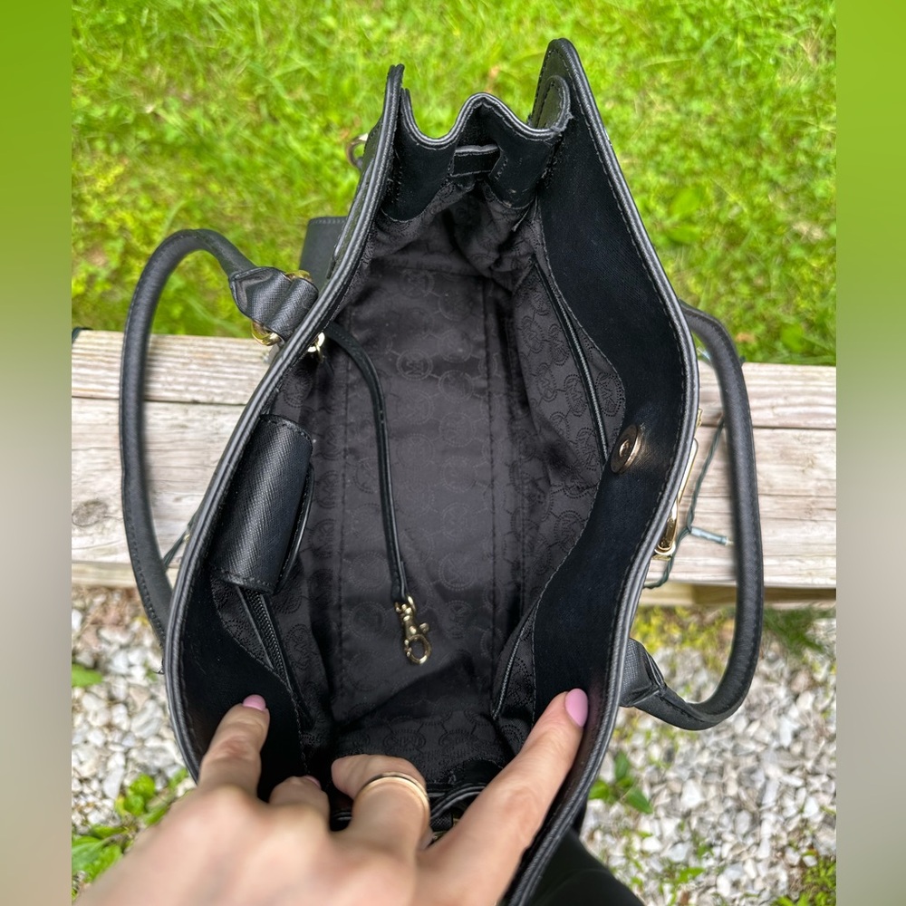 Michael Kors Black and Gold Satchel Bag - Picture 3 of 6